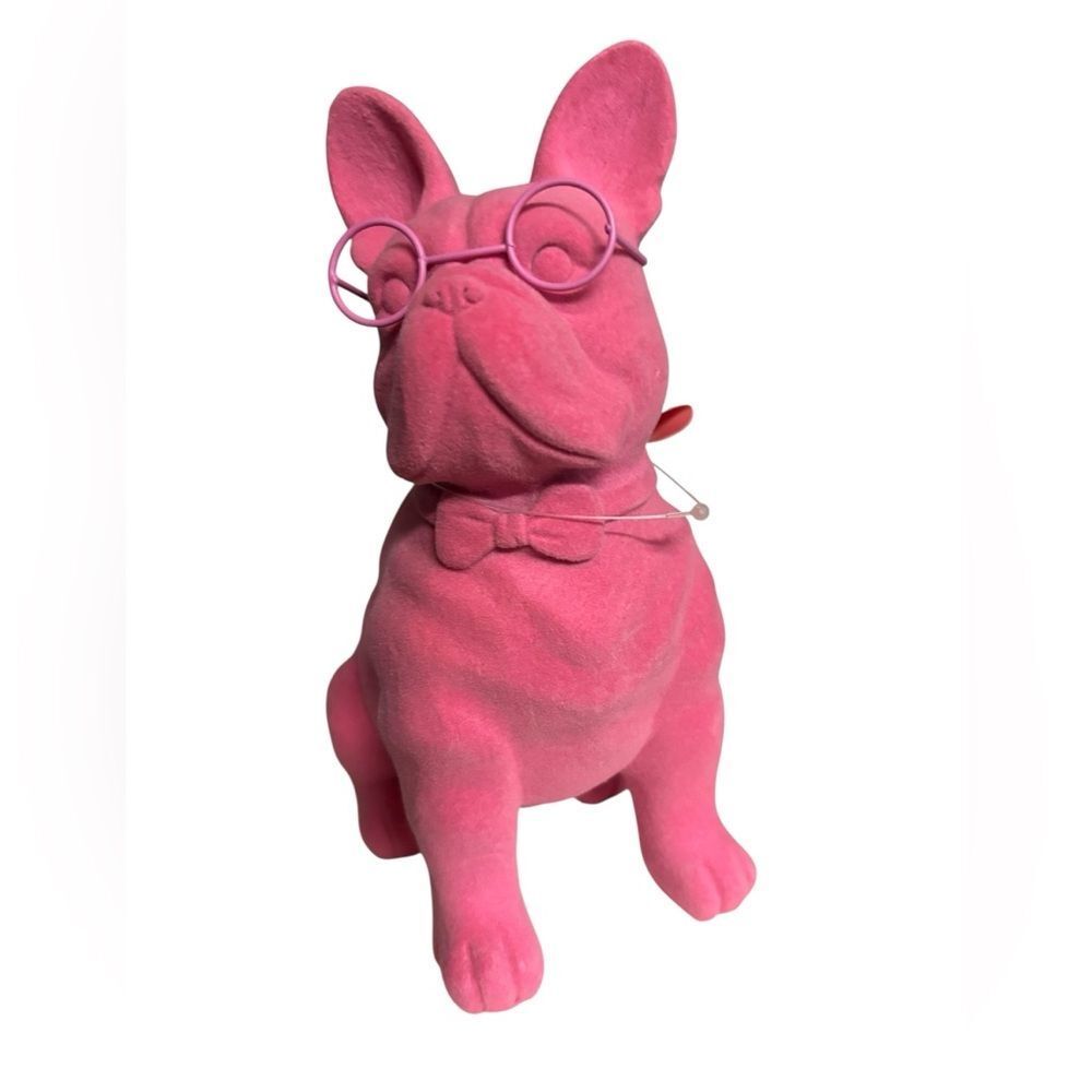 Pink Frenchie BullDog Figurine‎ with Glasses